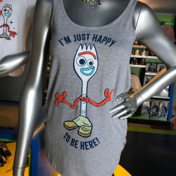 New! Disney Parks Toy Story 4 Forky Just Happy To Be Here Sleeveless Tank Top - Picture 2 of 9